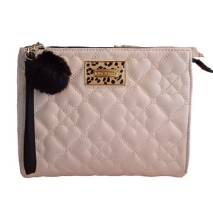 BESTEY JOHNSON CLUTCH/WRIST BAG WITH POMPOM ATTACHED